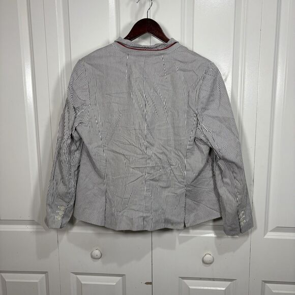 Talbots Blazer 16P Petite Striped Career Jacket Nautical Stretch Lined Classic - Picture 2 of 7